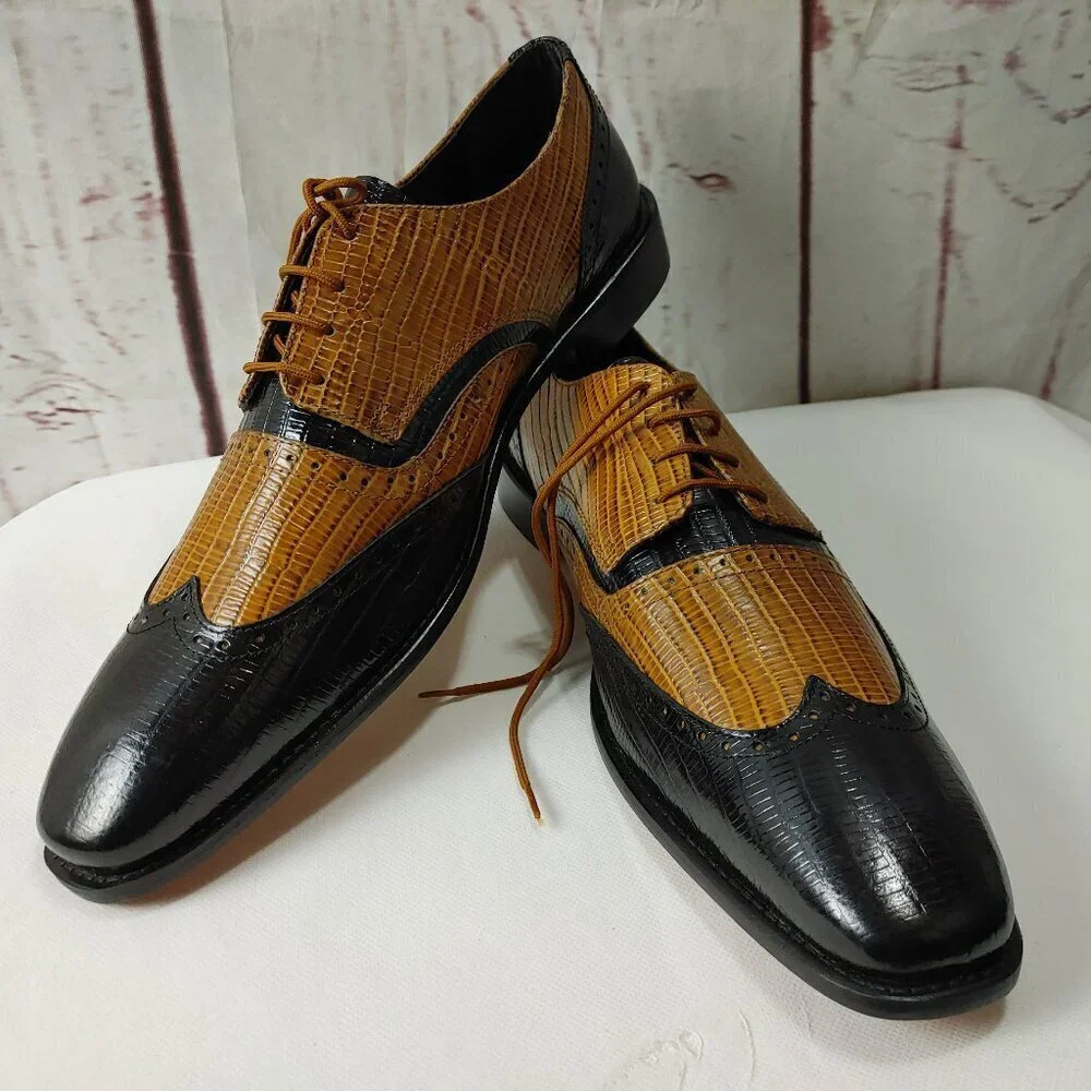 Stacy Adams Memory Foam Reptile Animal Print Two Tone Dress Shoes Size 15 NWOT